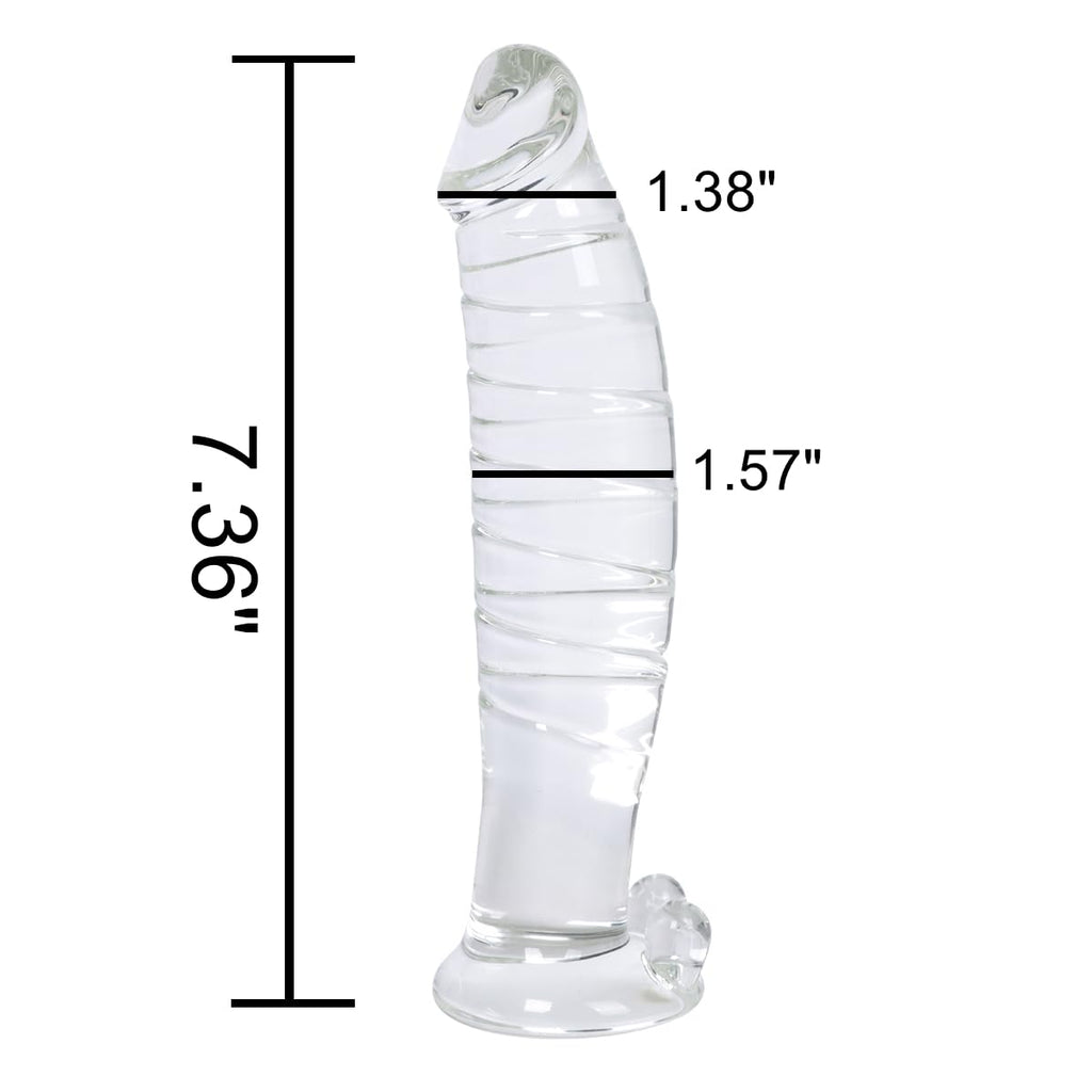Epichao Realistic Swirl Glass Dildo Crystal Dildo Glass Wand G-Spot Stimulation Stimulator With Testicles