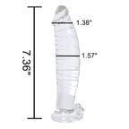 Epichao Realistic Swirl Glass Dildo Crystal Dildo Glass Wand G-Spot Stimulation Stimulator With Testicles