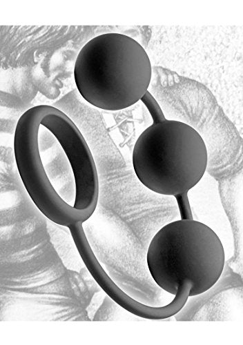 Tom Of Finland Silicone Cock Ring With 3 Weighted Balls