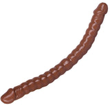 Basix Rubber Works 18 Ribbed Dbl Dong Dildo, Brown