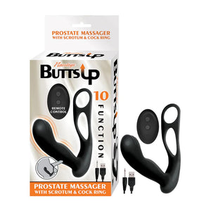 Butts Up Prostate Massager W/ Scrotum & Cock Ring Black