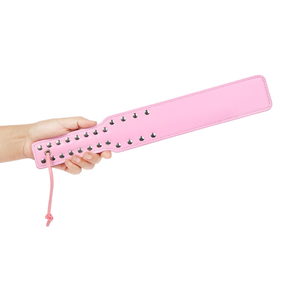 Quality Studded Spanking Paddles, 14.7inch Faux Leather Paddle for Adults Sex Play, Pink