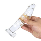 Epichao Realistic Swirl Glass Dildo Crystal Dildo Glass Wand G-Spot Stimulation Stimulator With Testicles