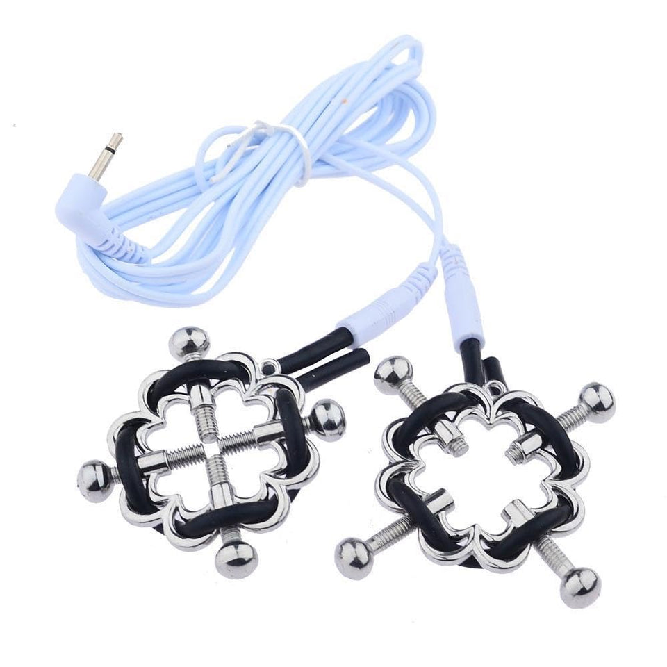 Electric Shock Nipple Clamps and Anal Plug Toys Set Adjustable Current Level, Nipple Clips for Pleasure Sex (White Set)