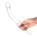 Glas 12In Girthy Ribbed G-Spot Glass Dildo W/ Handle Grip
