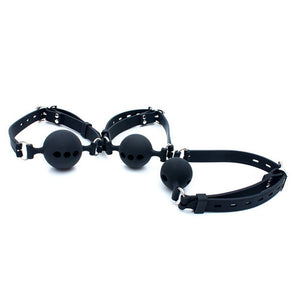 RYOZOCH Silicone Breathable Ball Gag for Adult Bondage Restraints Sex Play (Black, 1.5in Ball)