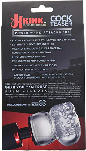 Kink By Doc Johnson - Cock Teaser - Power Wand Attachment - Fits Most Full Sized Body Wands - Stimulates Penis Head - Clear