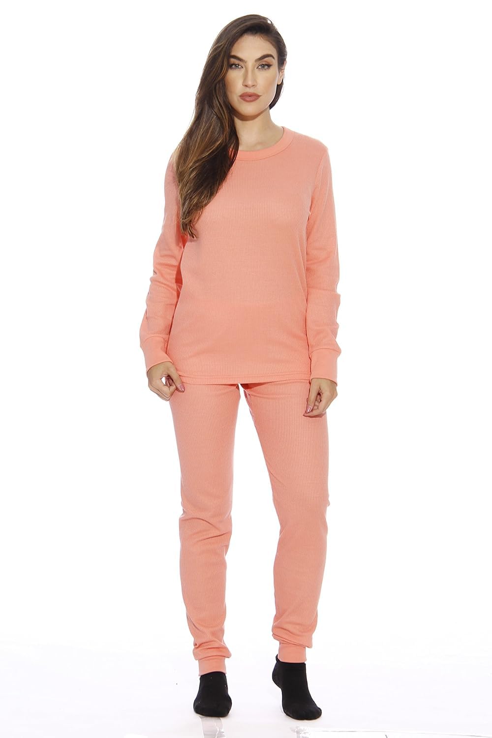 Just Love 95862-Coral-M Womens Thermal Underwear Pajamas Set Base Layer Thermals