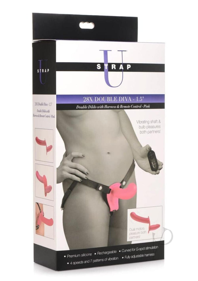 (D) STRAP U 28X DOUBLE DIVA 1. DOUBLE DILDO W/ HARNESS PINK