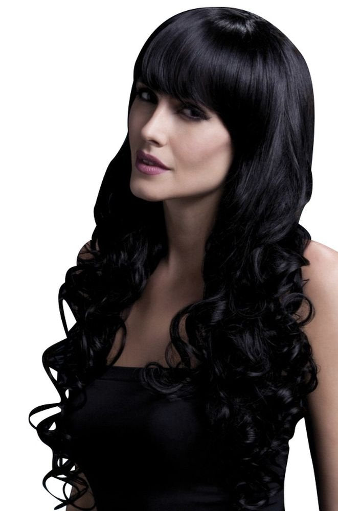 Fever Smiffys Isabelle Wig Soft Curl With Fringe-Black 26 Inch-Boxed