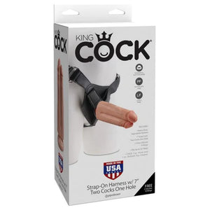 (Wd) King Cock Strap On Harnes W/7 Two Cocks One Hole Flesh ''