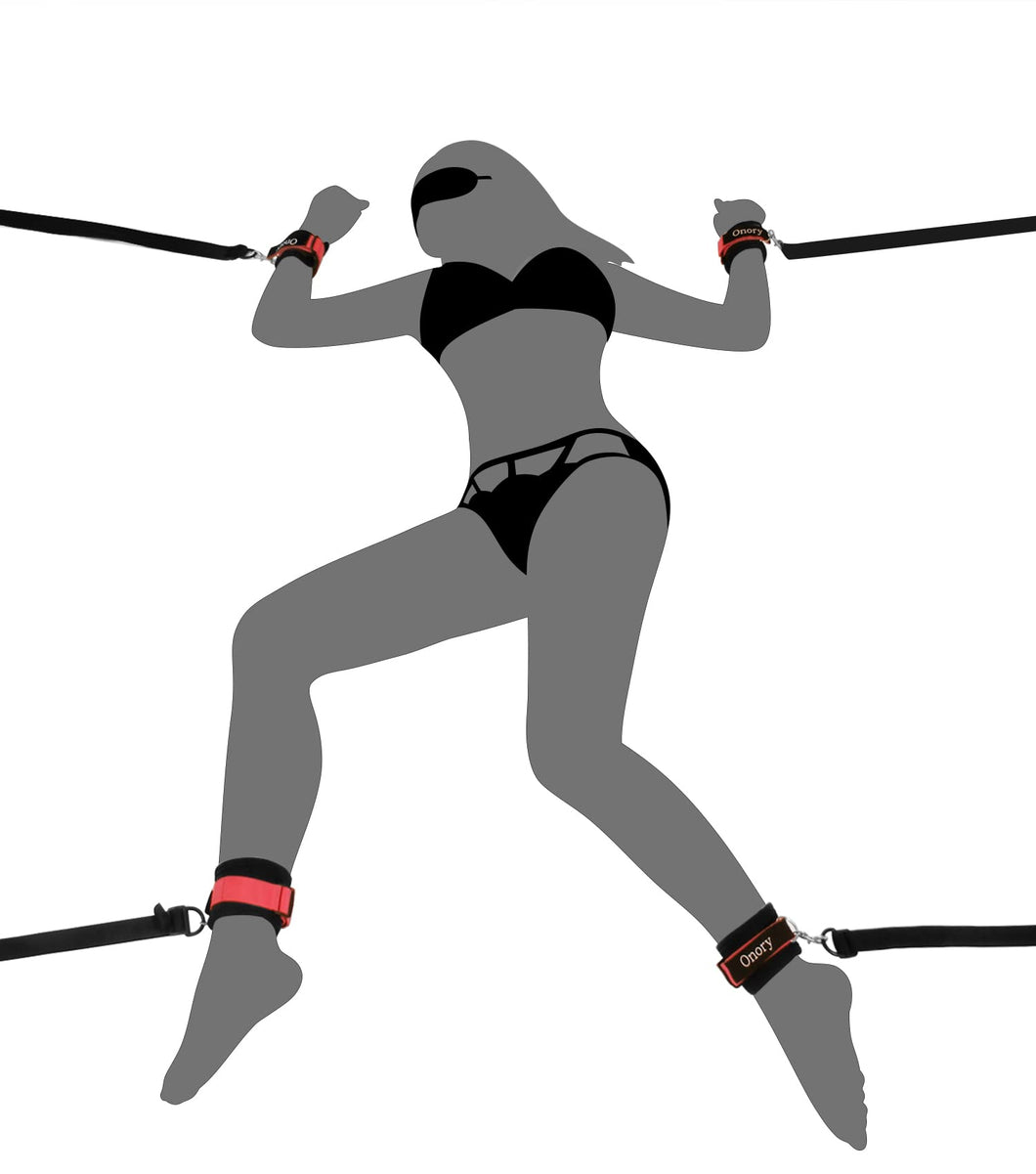 Onory BDSM Sex Toys & Games Bondaged Kit Sex Set Eye Mask Blindfolds Soft Wrist and Ankle Handcuffs Straps Rope Bondage Restrain