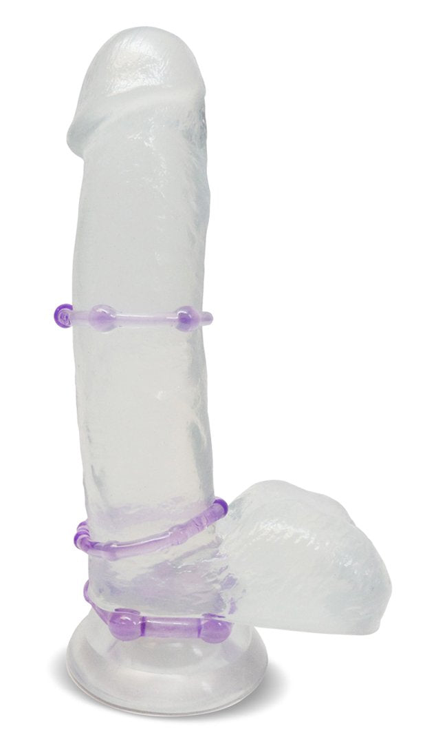 Blush Stay Hard - Soft Stretchy Beaded Male Enhancement Cock Rings - Blue