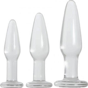 Adam & Eve Glass Anal Plugs, Set Of 3 | Hypoallergenic, Non-Porous Butt Plugs Made From Durable Tempered Borosilicate Glass