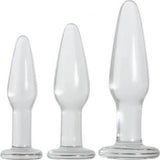 Adam & Eve Glass Anal Plugs, Set Of 3 | Hypoallergenic, Non-Porous Butt Plugs Made From Durable Tempered Borosilicate Glass