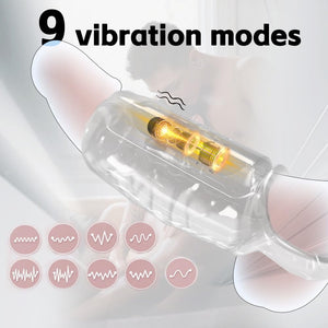 Vibrating Penis Cock Sleeve Ring to Enlarge for Male,Adult Sex Toys Couples Vibrator with 9 Stimulation Modes,G Spot Vibrators P