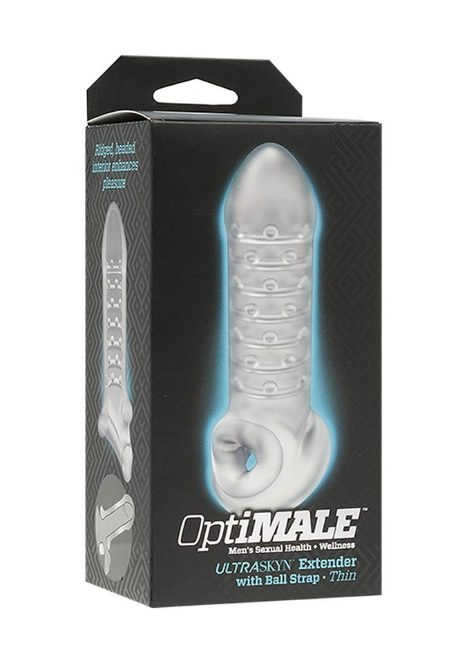 Doc Johnson Optimale - Ultraskyn Extender With Ball Strap - Thin, Frost