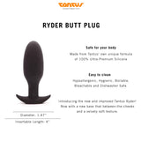 Tantus Sex/Adult Toys Ryder Butt Plugs - 100% Ultra-Premium Satin Finish Flexible Silicone Anal Safe For Men, Women, Lgbtq, Couples - Onyx