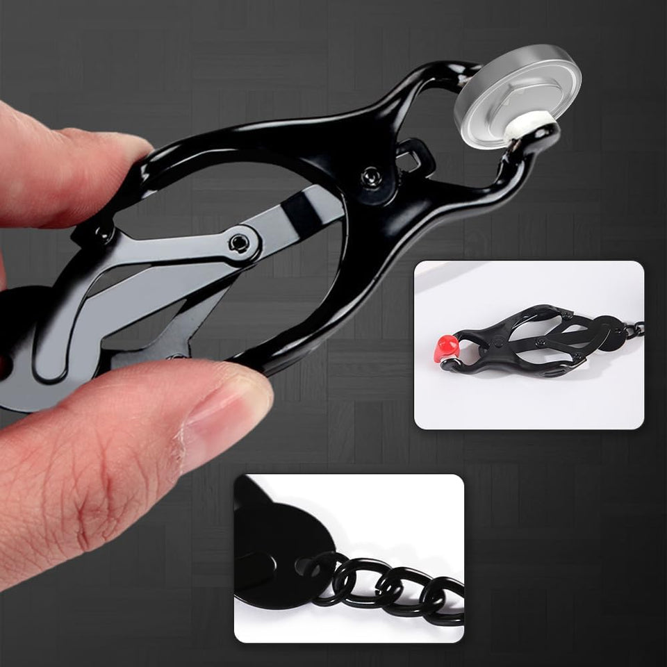 Nipple Clamps with Chain Necklace Non Piercing BDSM Bondage Restrain Leather Collar Nipple Clamps Sex Pleasure Women Adjustable