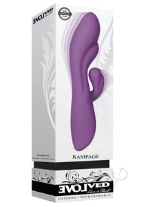 Rampage Powerful Thick Dual Silicone Rechargeable Rabbit Vibrator Purple