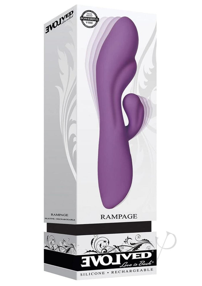 Rampage Powerful Thick Dual Silicone Rechargeable Rabbit Vibrator Purple