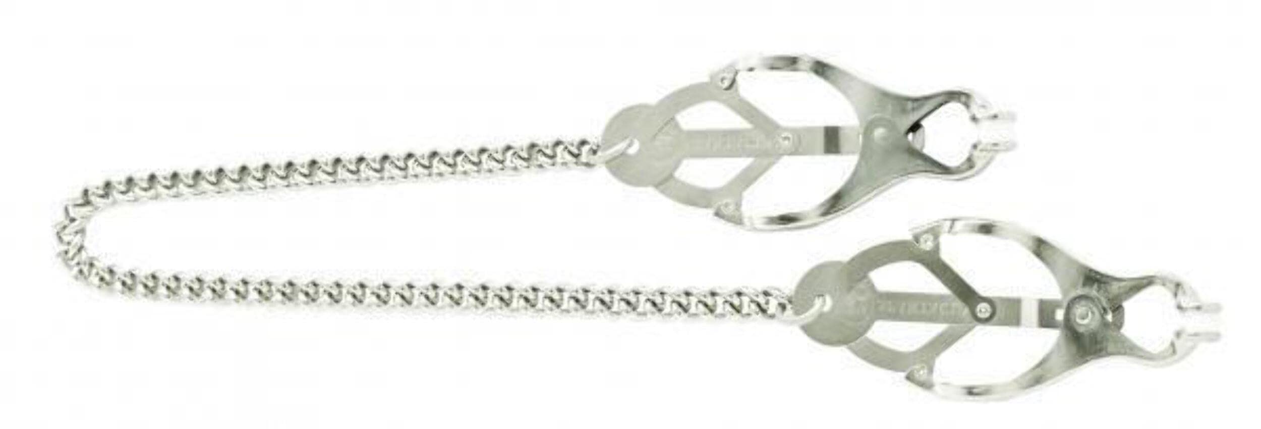 Spartacus Endurance Butterfly Nipple Clamps With Link Chain, Silver