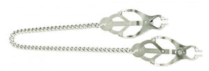 Spartacus Endurance Butterfly Nipple Clamps With Link Chain, Silver