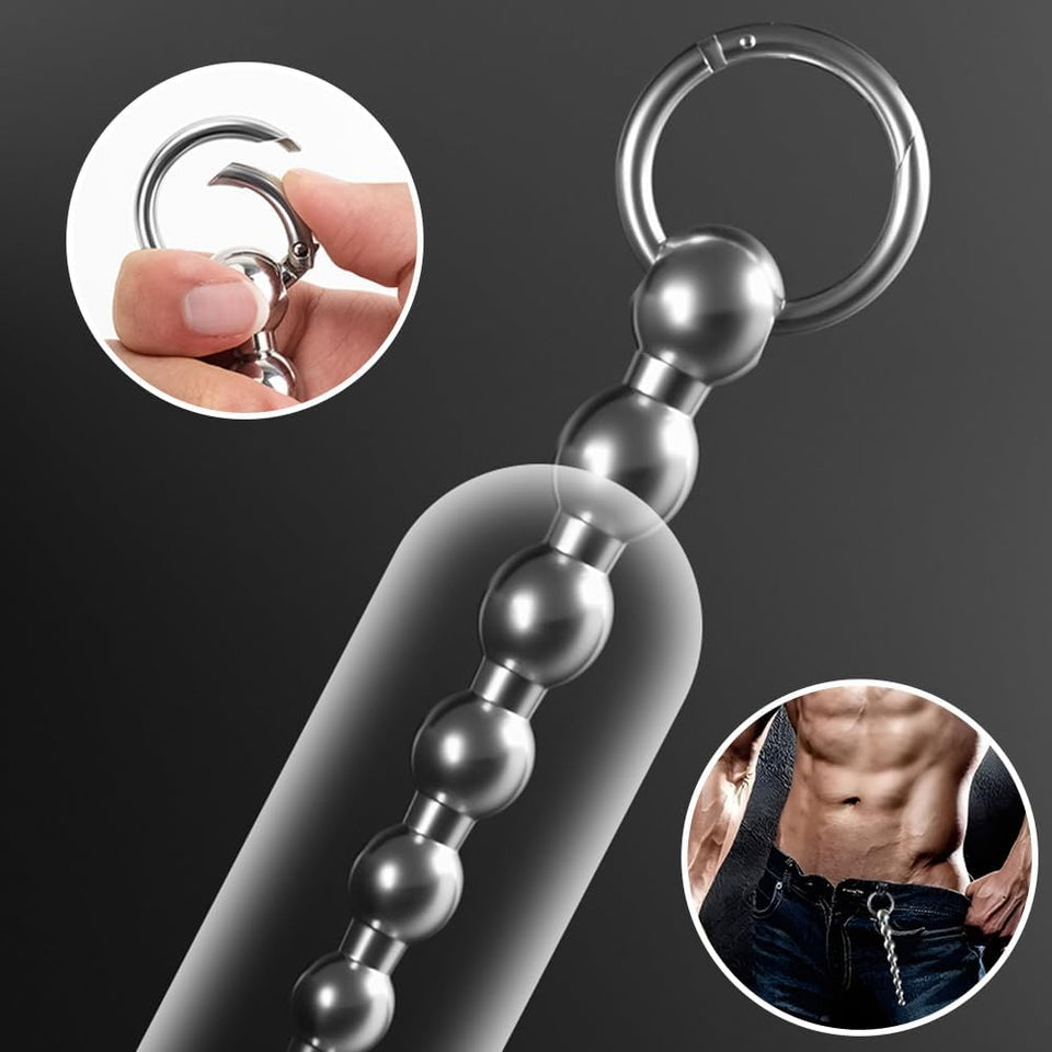 FST Penis Plug Stainless Steel Urethra Sound Multi Bead Urethral Plug Claspable O-Ring Urethral Dilator Sex Toys for Male Mastur