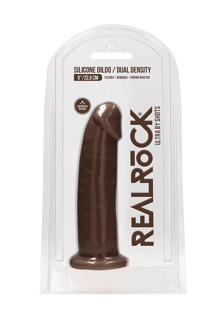 Realrock By Shots America - Silicone Dildo Without Balls - 9 Inches - Brown