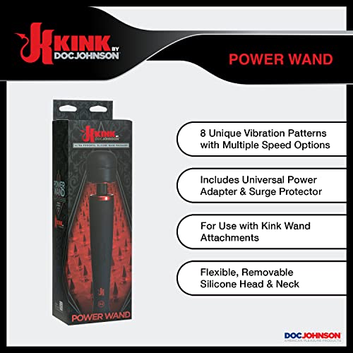 Doc Johnson - Ultra Powerful Full Size Wand Body Massager, 8 Unique Vibration Patterns, Phthalate-Free, Body-Safe (Black)