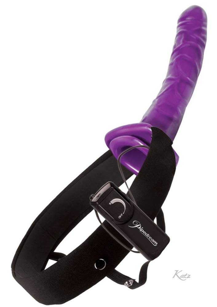 Fetish Fantasy 10'' Purple Passion Vibrating Hollow Strap On, Purple