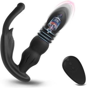 Thrusting Anal Vibrators with C-Ring Male Prostate Massager Adult Toy 10 Vibrating Modes Remote Control Anal Beads Butt Plug Dil