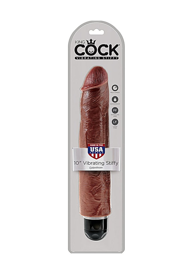 King Cock 10In Vibrating Stiffy Brown