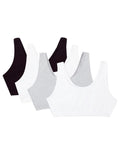 Fruit of the Loom Womens Built Up Tank Style Sports Bra Value Pack, Black/White/White/Heather Grey 4-Pack, 42