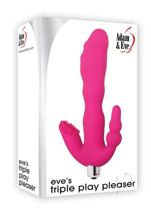 Adam  Eve EveAs Triple Play Pleaser Vibrator Pink  Waterproof Silicone g Spot Vibrator clit Stimulator and Butt Plug in One  Wi