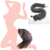 Ooiixx Butt Plug Fox Tail Cosplay Anal Plug Anal Butt Plug Adult Sex Toys for Beginner Women Men Couple (31 '' Gray-White)