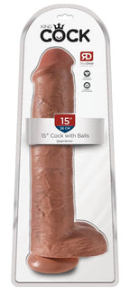 Pipedream Products King Cock Life Like Cock With Balls And Suction Mount Base, Tan, 15 Inch