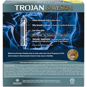 Trojan Condom Sensitivity Bareskin Lubricated, 24 Count