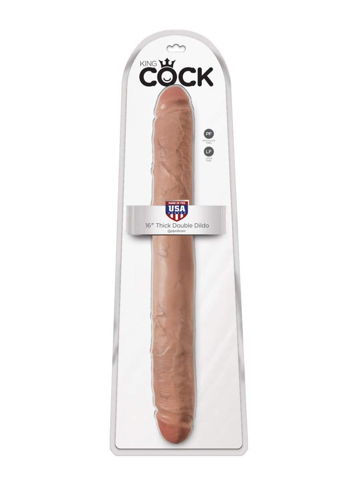 King Cock 16In Thick Double Dildo - Tan