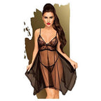 Penthouse Naughty Doll Lace Detailed Baby Doll With Thong-Black S/M-Boxed