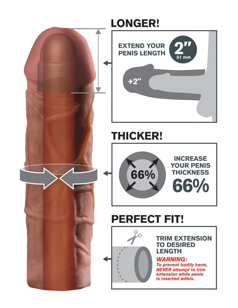 Pipedream Fantasy X-Tensions Mega, Brown, 2 Inch