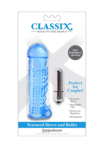 classix Textured Sleeve & Mini Bullet Vibrator Blue