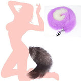 Ooiixx Butt Plug Fox Tail Cosplay Anal Plug Anal Butt Plug Adult Sex Toys for Beginner Women Men Couple (31 '' Purple-White)