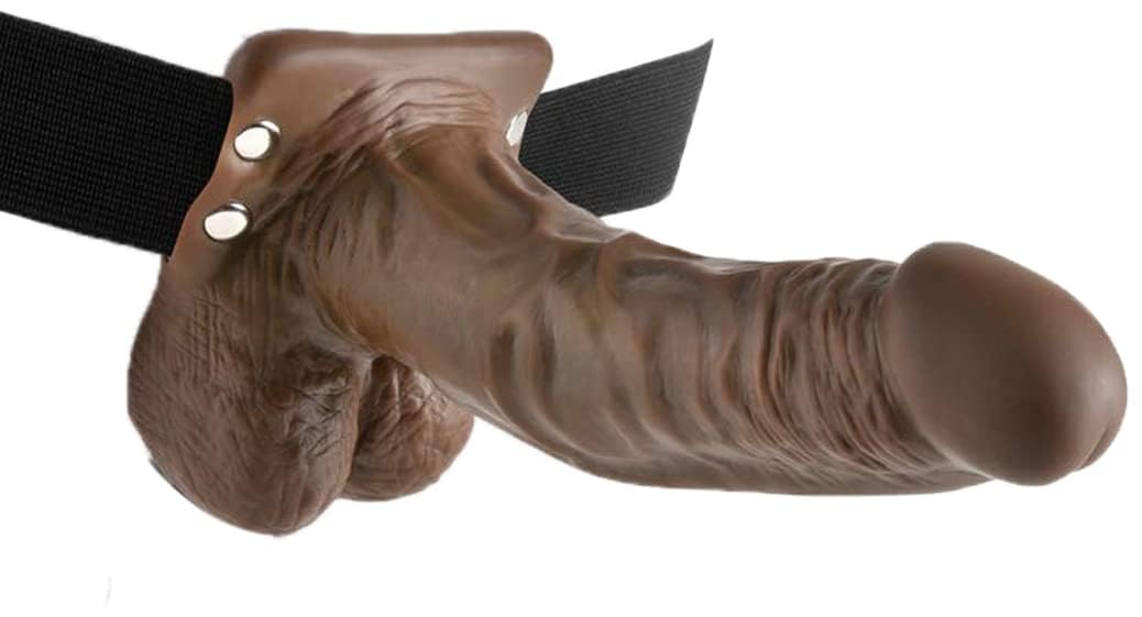 Pipedream Products Pipedream Fetish Fantasy 7 Hollow Strap On with Balls Brown