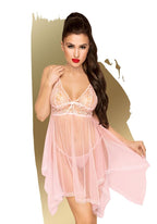 Penthouse Naughty Doll Lace Detailed Baby Doll With Thong-Pink S/M-Boxed