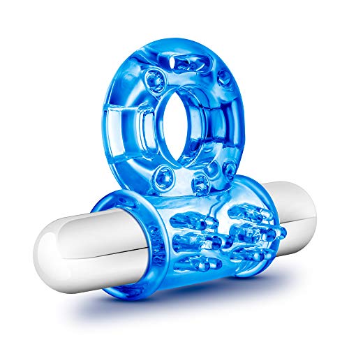 Blush Stay Hard 10 Function Vibrating Bull Cock Ring - Perform Like A Stud - Get Thicker, Longer, Harder, Bigger, Stronger Erections - Better Sex - Male Enhancement Sex Toy For Men, Couples - Blue
