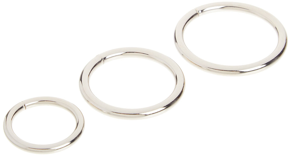 Spartacus Metal Cock Ring, Chrome, 3-Pack