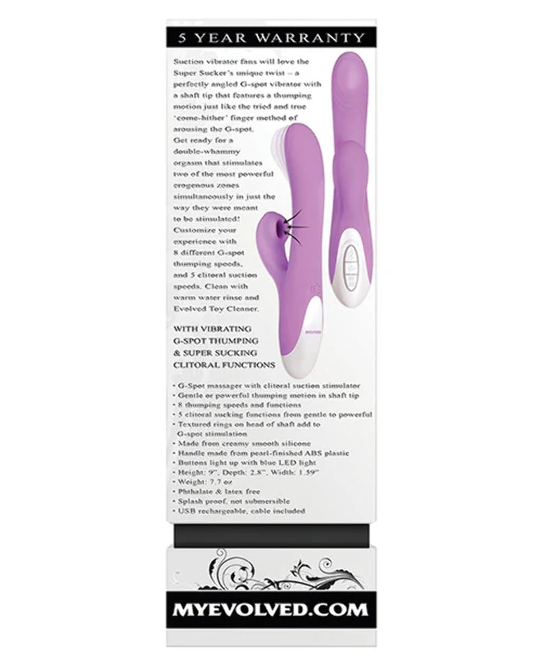 Evolved Love Is Back Super Sucker Silicone Rechargeable Rabbit G-Spot Vibrator Pinkpurple