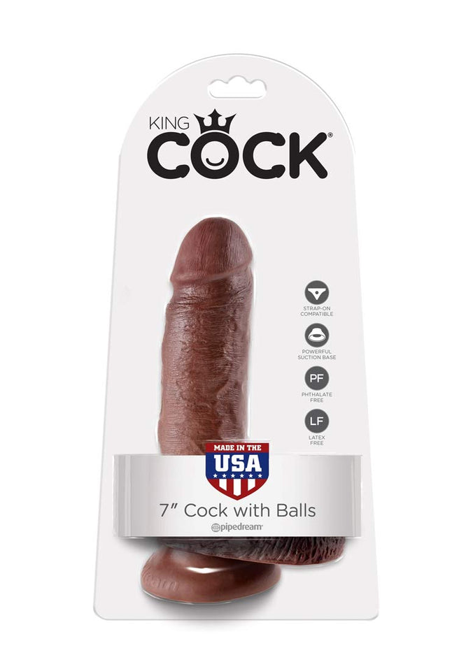 King Cock - 7In Cock W/ Balls Brown