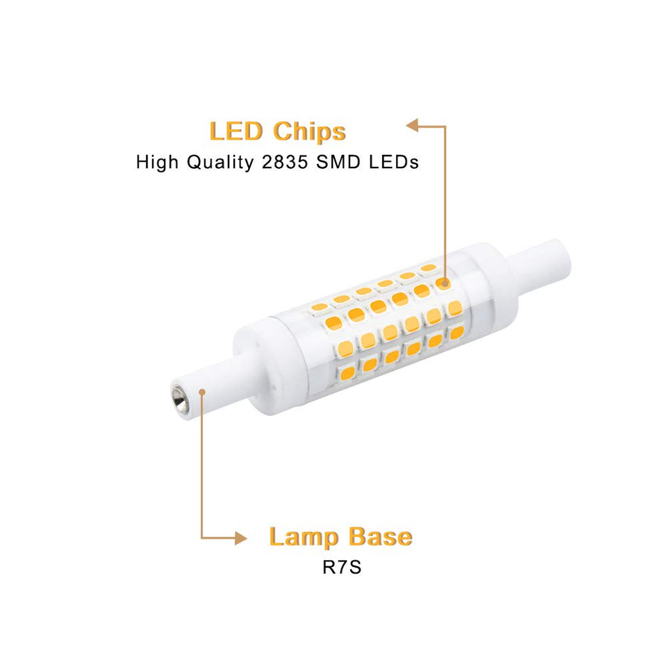 Bonlux Dimmable R7S Led Bulb 78Mm (3'') - 5W T3 Double Ended J Type J78 Led Flood Light Daylight 6000K, 45W Halogen Replacement